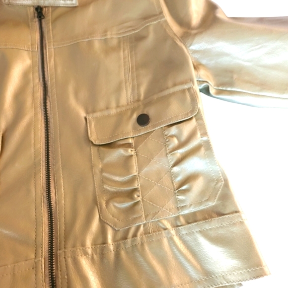 The Liberty Collection vegan leather gold jacket with 2 front pockets NWT - Picture 9 of 16
